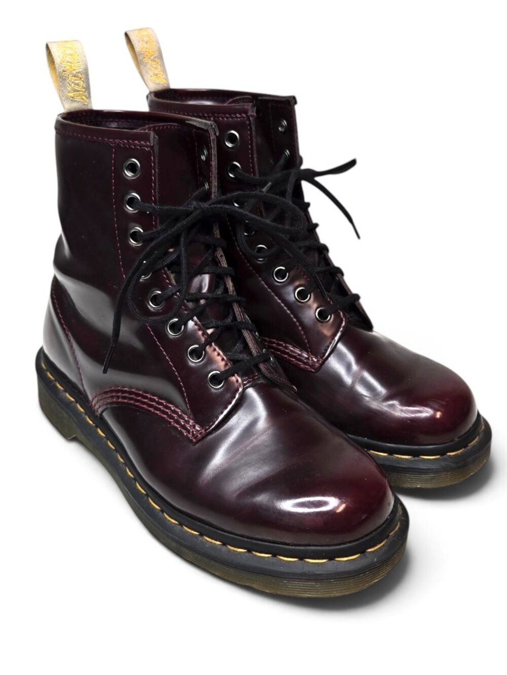 Dr. Martens Vegan Patent Cherry Finish Boots Unisex Military Punk High Top L7 M6